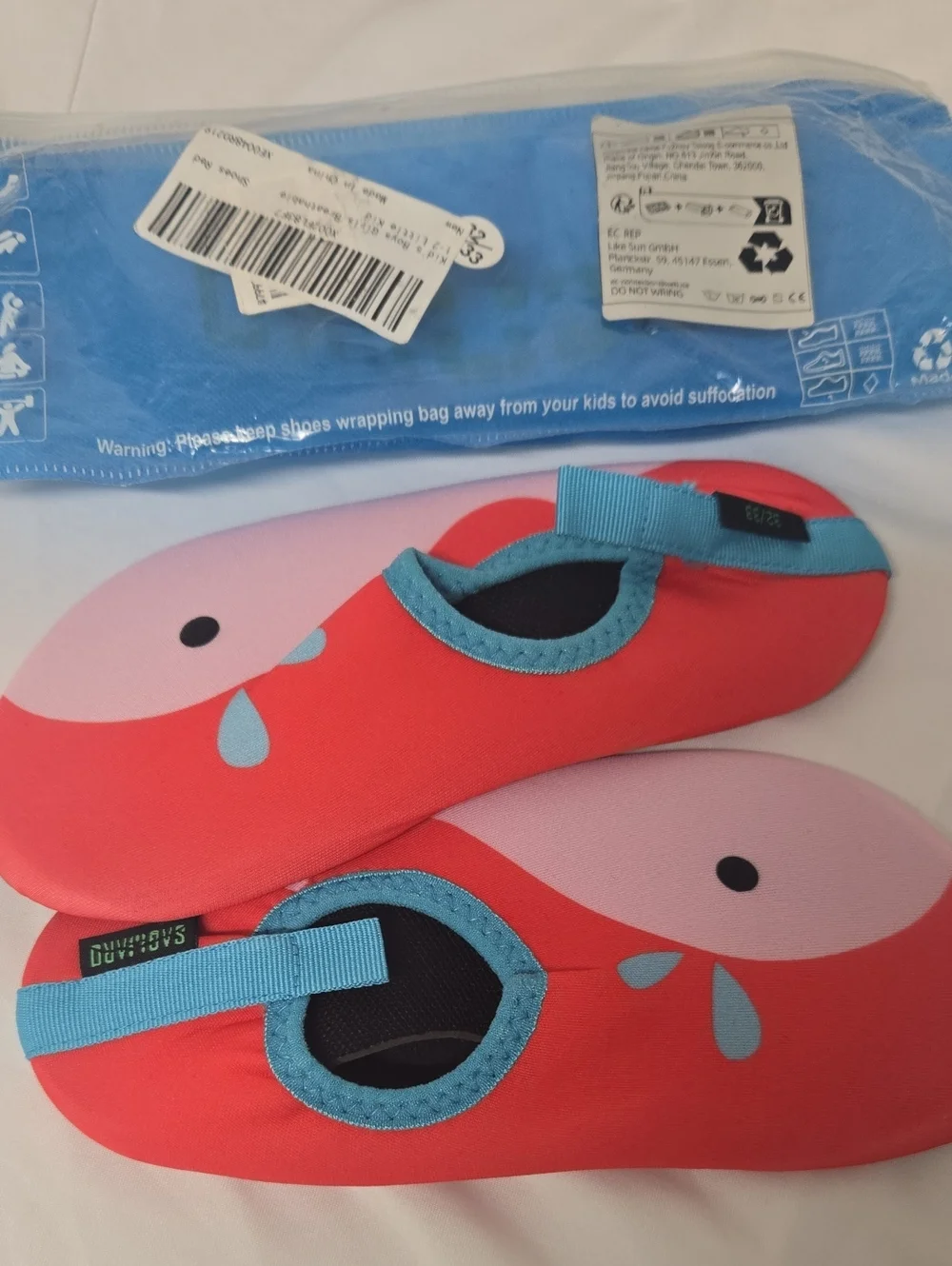 Kids Water Shoes - Red with Pink & Blue Trim by